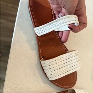 Women's White Braided Sandals